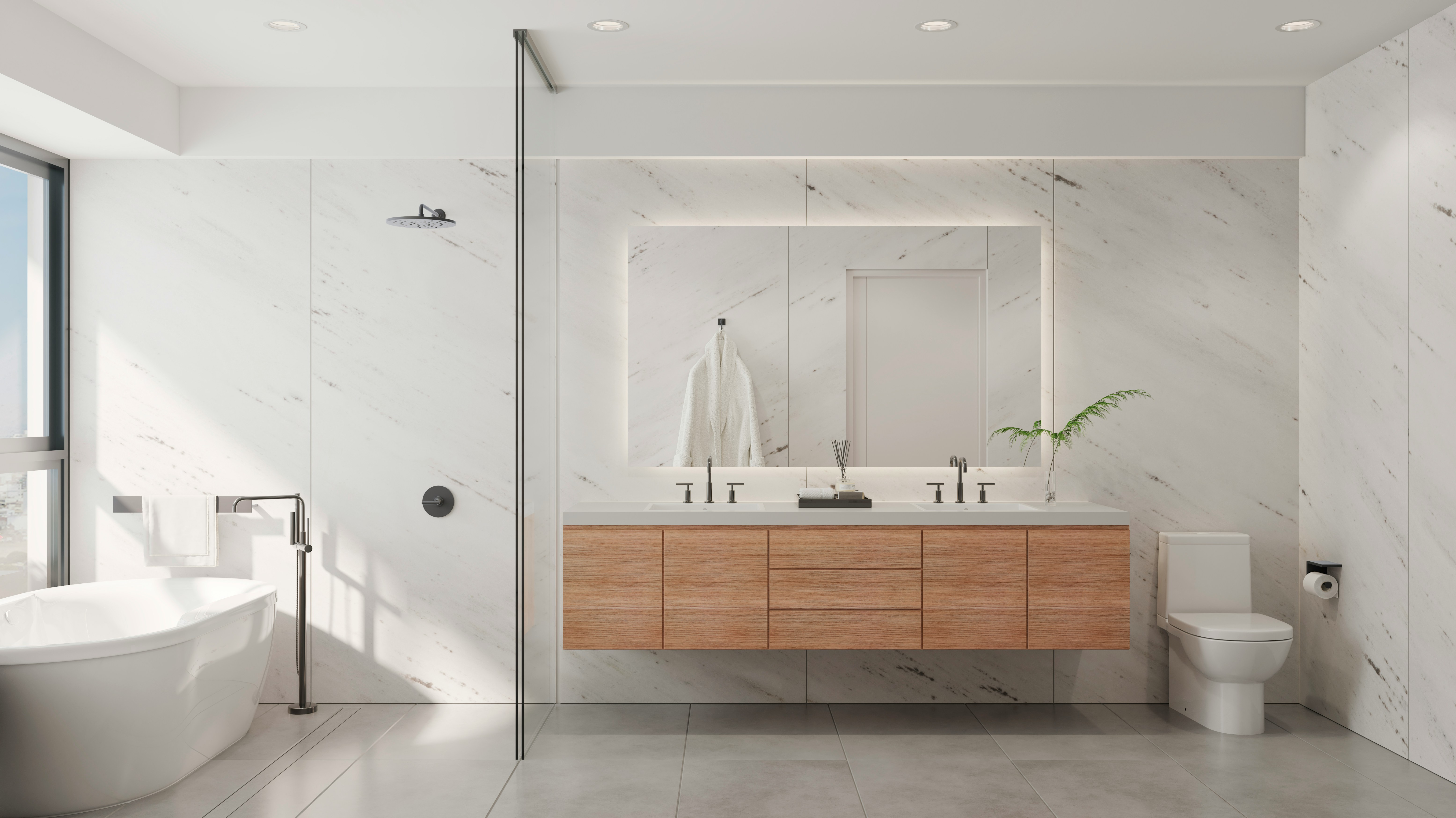 Modern bathroom renovation by BNA HOME